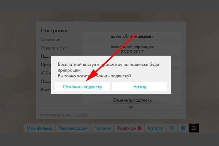 Отказаться от услуги подписки